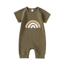 Infant Children Short Sleeve One-piece (Option: Army Green-90)