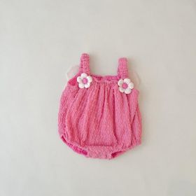 Baby Butterfly Wings Sling Onesie Newborn One Month Old Baby Jumpsuit (Option: Pink-70cm)