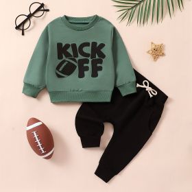 Baby Boy Rugby Letter Pattern Top Trousers Suit (Option: Green-90cm)