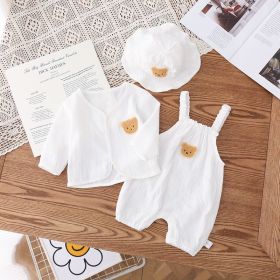 Baby Summer Wear Gauze Suspender Pants Thin Hooded (Option: White-80cm)