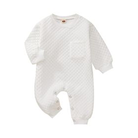 Round Neck Long Sleeve One-piece (Option: White-80cm)