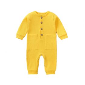 Baby Jumpsuit Newborn One-piece Long Sleeves Romper (Option: Yellow-12m)