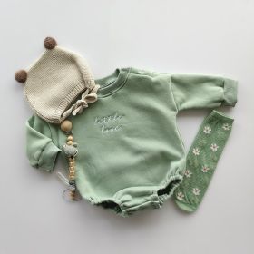 Fashion New Fleece-lined Rompers Jumpsuit (Option: Light Green-90cm)