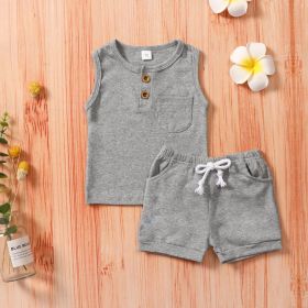 Casual Baby Boy Clothes Suit Cartoon Cow Print (Option: Gray-90cm)