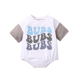 Letter Multicolor Printing Short Sleeve Rompers (Option: Gray-100cm)