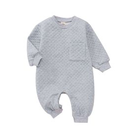 Round Neck Long Sleeve One-piece (Option: Gray-90cm)