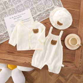 Baby Summer Wear Gauze Suspender Pants Thin Hooded (Option: Beige-73cm)