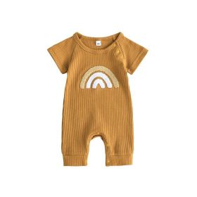 Infant Children Short Sleeve One-piece (Option: Yellow-60)